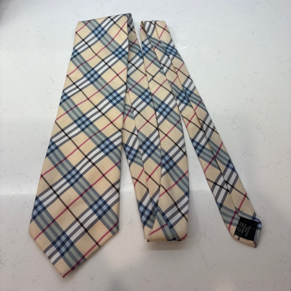 Burberry Classic Check Tie in Beige and Blue